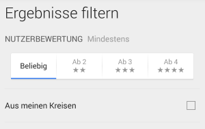 Google Maps Ergebnisse filtern