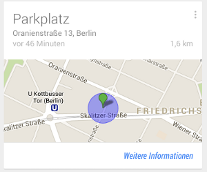 Google Now Parkplatz Karte
