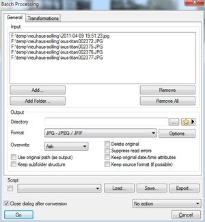 XnView Batch Processing General